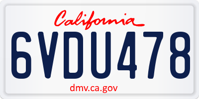 CA license plate 6VDU478