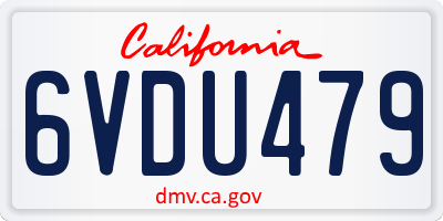 CA license plate 6VDU479