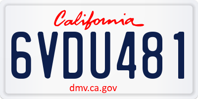 CA license plate 6VDU481