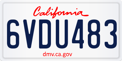 CA license plate 6VDU483