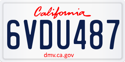 CA license plate 6VDU487