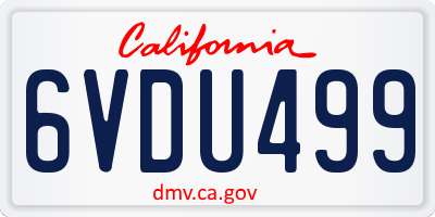 CA license plate 6VDU499
