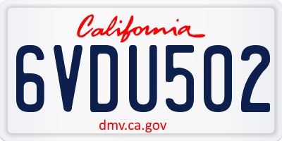CA license plate 6VDU502