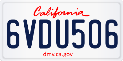 CA license plate 6VDU506