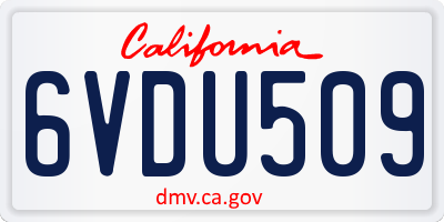 CA license plate 6VDU509