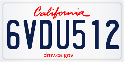 CA license plate 6VDU512