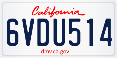 CA license plate 6VDU514