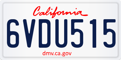 CA license plate 6VDU515