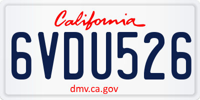 CA license plate 6VDU526