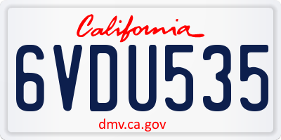 CA license plate 6VDU535