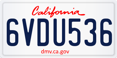 CA license plate 6VDU536