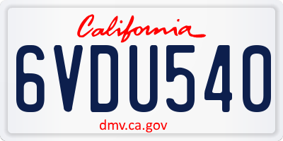 CA license plate 6VDU540