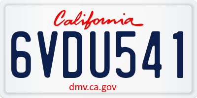 CA license plate 6VDU541
