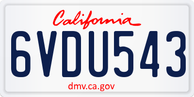 CA license plate 6VDU543