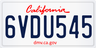 CA license plate 6VDU545