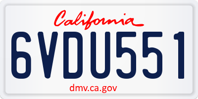 CA license plate 6VDU551