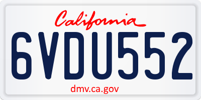 CA license plate 6VDU552
