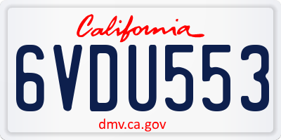 CA license plate 6VDU553