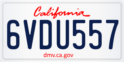 CA license plate 6VDU557