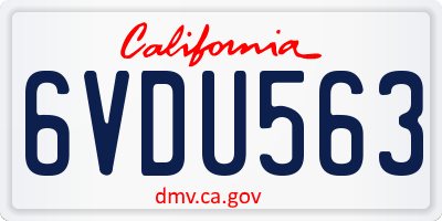 CA license plate 6VDU563