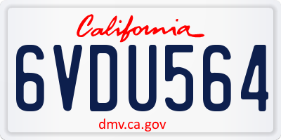 CA license plate 6VDU564