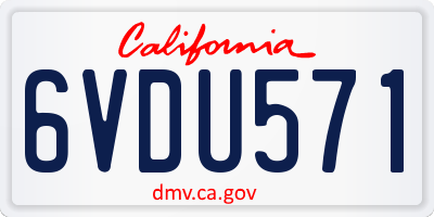CA license plate 6VDU571