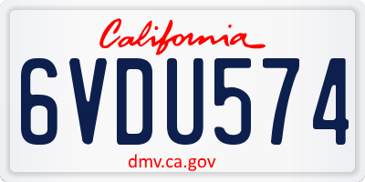 CA license plate 6VDU574