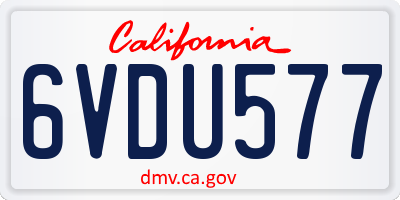 CA license plate 6VDU577