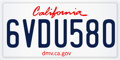 CA license plate 6VDU580
