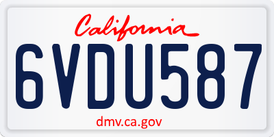 CA license plate 6VDU587