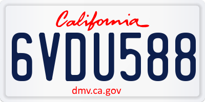 CA license plate 6VDU588