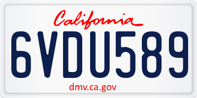 CA license plate 6VDU589