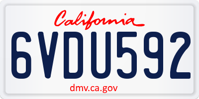 CA license plate 6VDU592