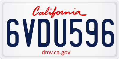 CA license plate 6VDU596