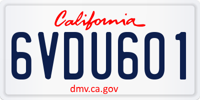 CA license plate 6VDU601