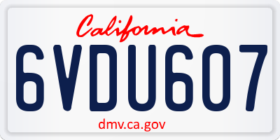 CA license plate 6VDU607
