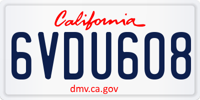 CA license plate 6VDU608