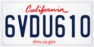 CA license plate 6VDU610