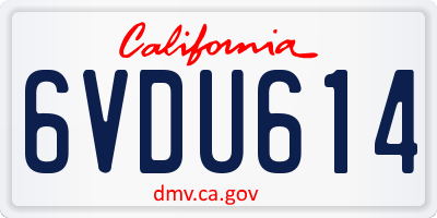 CA license plate 6VDU614