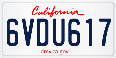 CA license plate 6VDU617