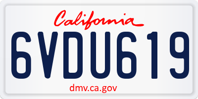 CA license plate 6VDU619