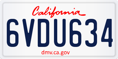 CA license plate 6VDU634