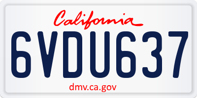 CA license plate 6VDU637