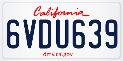 CA license plate 6VDU639
