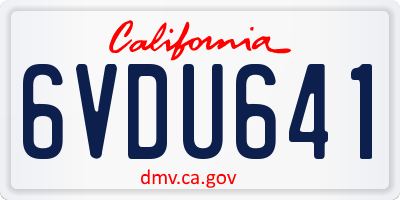CA license plate 6VDU641