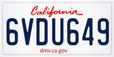 CA license plate 6VDU649