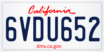 CA license plate 6VDU652