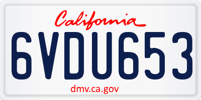 CA license plate 6VDU653