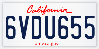 CA license plate 6VDU655