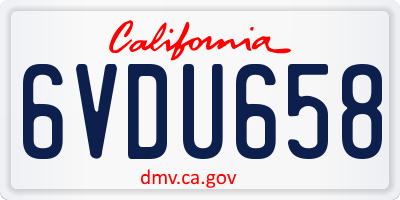 CA license plate 6VDU658